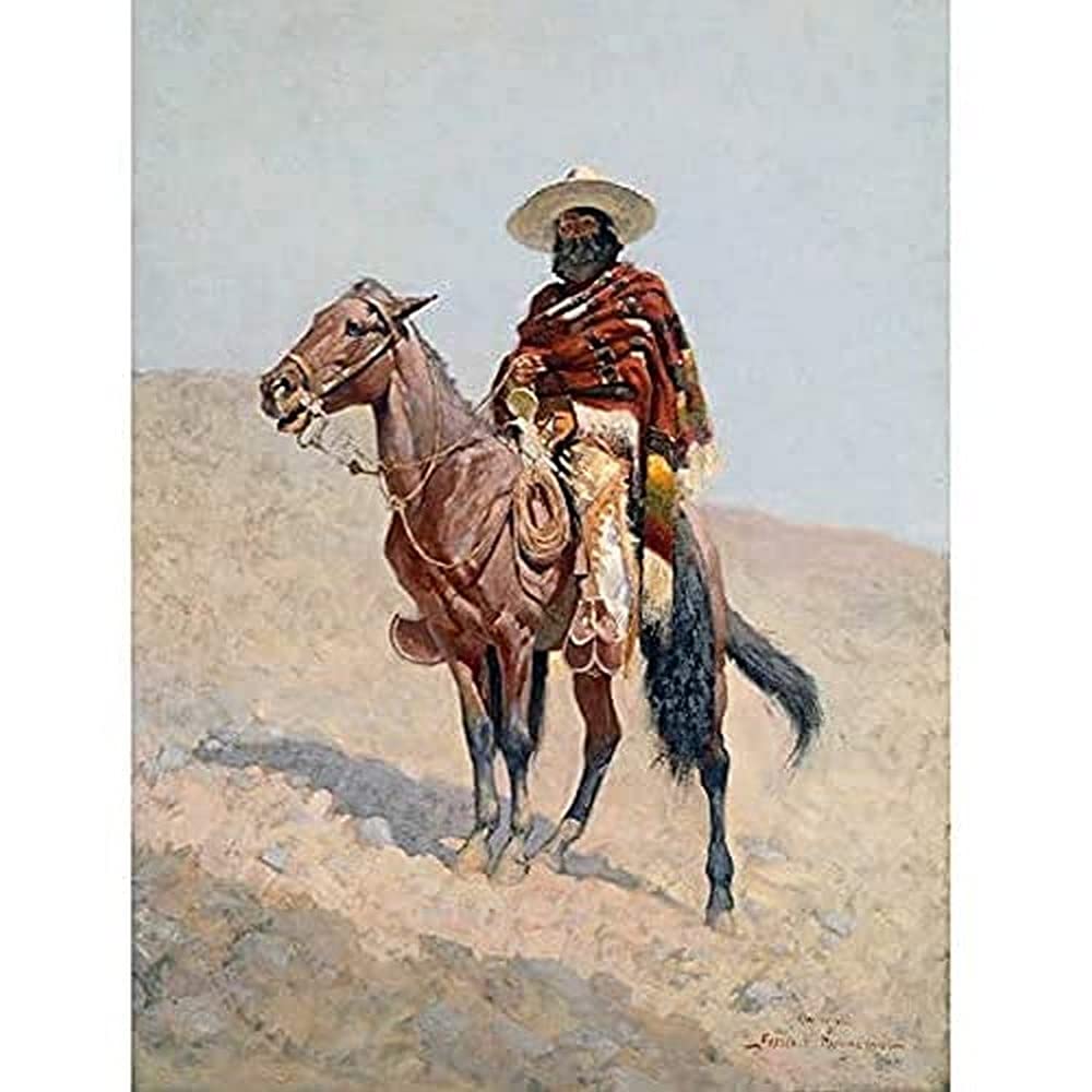 Remington Mexican Vaquero Horseman Painting Art Print Canvas Premium Wall Decor Poster Mural