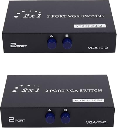 Potadak 2x 1920x1440 VGA Switch 2 Port Sharing Box Splitter 2-In-1-Out