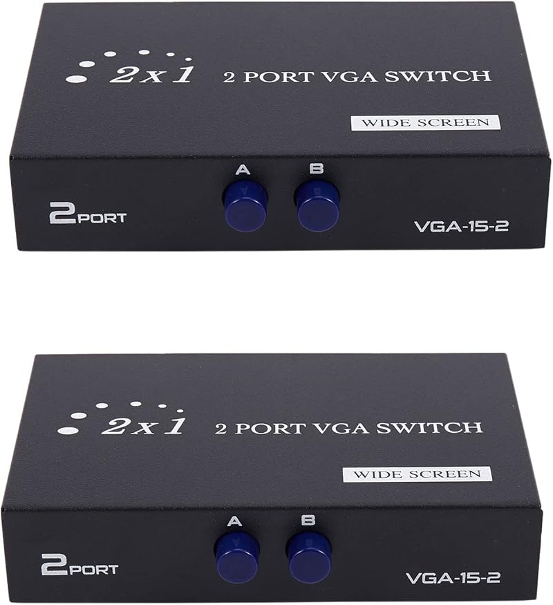 Keavenoy 2 Pack 2 Port VGA Switch 2 In 1 Out 1920x1440 Video Sharing Switcher