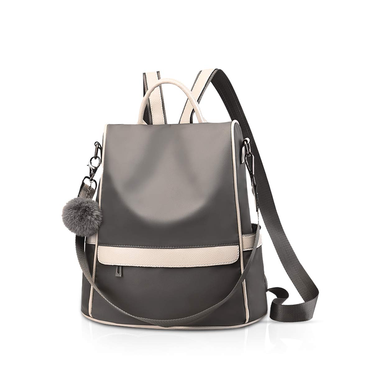 NICOLE&DORIS Women Fashion Backpack Handbag Ladies Shoulder Bag Nylon Rucksack Anti-Theft Daypack Girls Waterproof School Bag White A