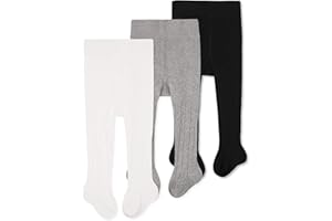 CozyWay Girls Tights Cotton Cable Knit Footed Pantyhose Baby Toddler Leggings - Pack of 3