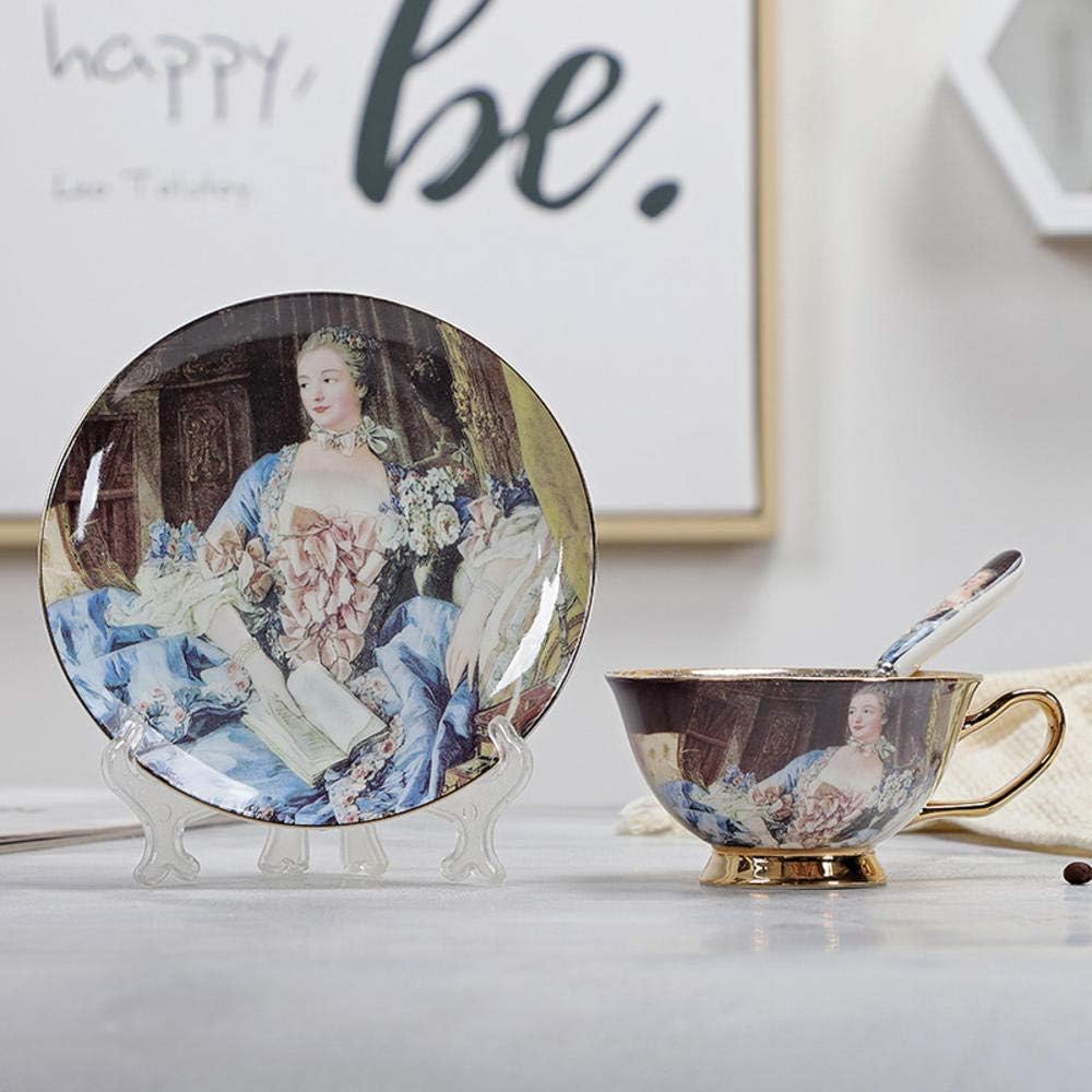 UANOU Fine Bone China Tea Cup Spoon And Saucer Set 3 Pieces Advanced Royal Classical Afternoon Tea Cups Ceramic Art Tea Coffee Cup