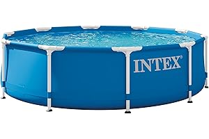 Intex 28200EH 10 Foot x 30 Inch 4 Person Outdoor Metal Frame Above Ground Round Swimming Pool with Easy Set-Up (Pump Not Incl