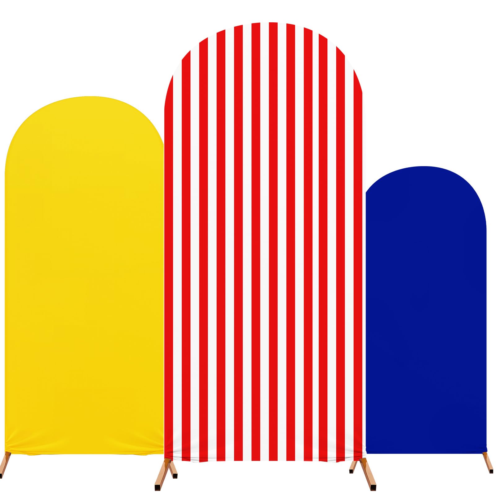 Photo 1 of RimCereal 3 Pcs Arch Stand Covers for Wedding Theme Birthday Party Decoration 4ft, 5ft, 6ft Print Arch Backdrop Stand Covers Spandex Fitted for Wedding Birthday Party (Carvinal Color)