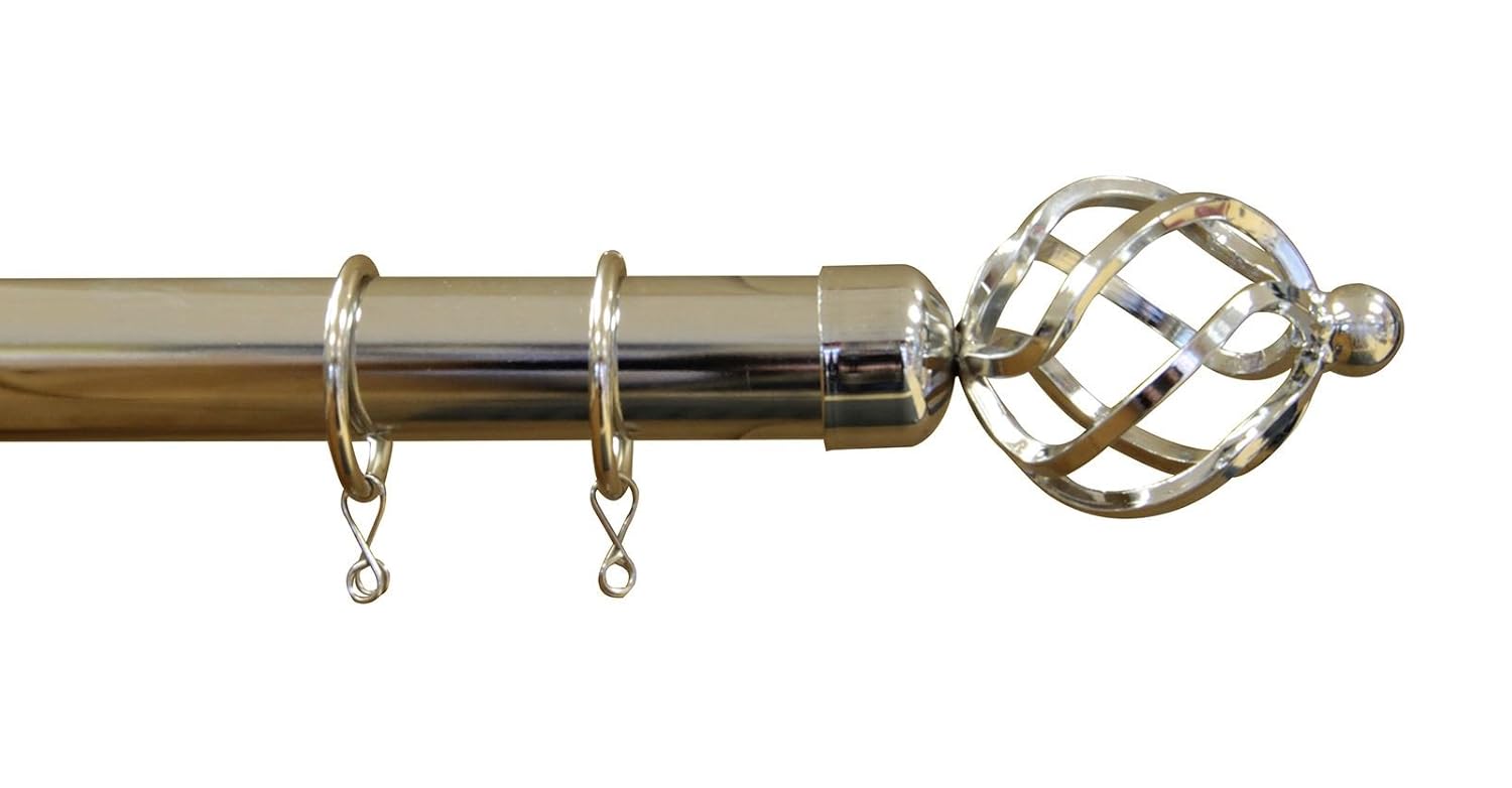 Cambridge Chrome Metal Window Curtain Pole Set, Extendable 70cm 120cm