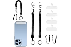 Phone Lanyard Tether with Patch, 2Pack of Anti Theft Phone Strap with Carabiner Anti-Drop for Outdoor Skiing Hiking Cycling C