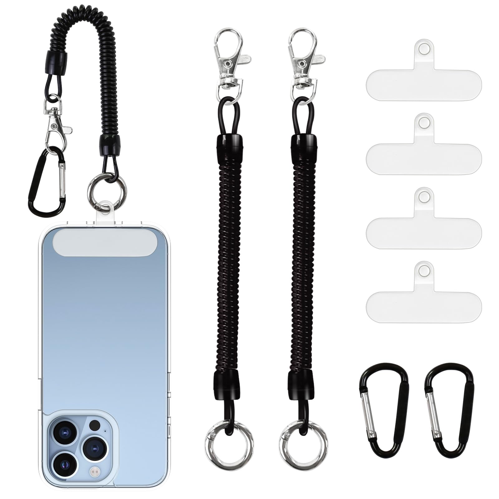 JingRoom 2 Pack Phone Lanyard Tether,Anti Theft and Drop Prevention Strap for Outdoor Hiking Cycling(4 Patches+2 Carabiners)