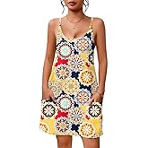 EKOUAER Nightgowns for Women Cotton Sleepwear Sexy Sleep Shirt Adjustable Spaghetti Strap Night Gowns with Pockets S-3XL