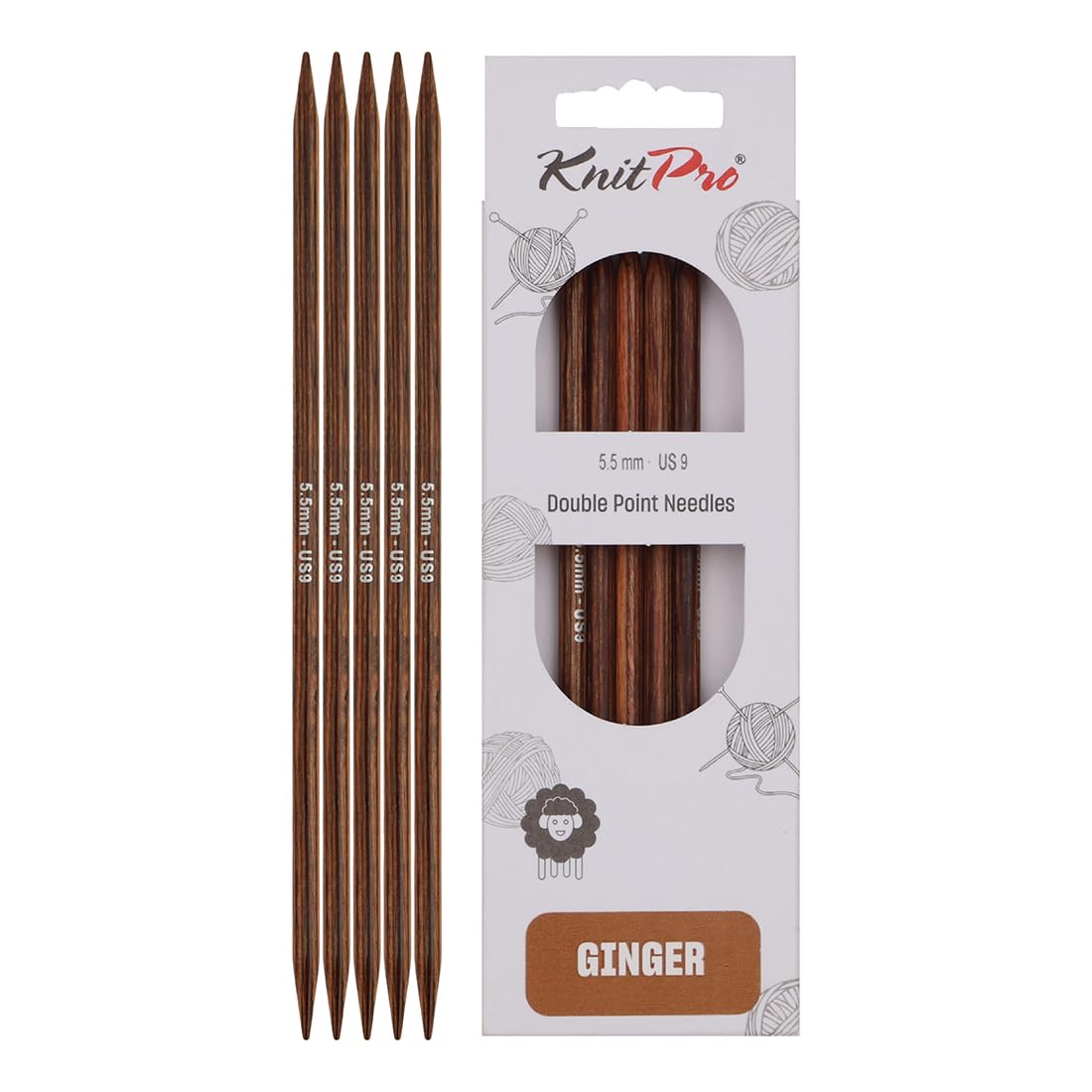 KnitPro Ginger Double Pointed Needles 5" (12.5cm) | 5.50mm