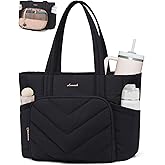 LOVEVOOK Puffer Tote Bag for Women, V-Quilted Puffy Teacher Tote Nurse Bag, Large Shoulder Laptop Purse for Work Travel Gym