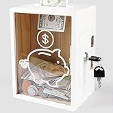 Mczxon Clear Piggy Bank with Lock, Large Money Saving Jar Money Bank Box Container for Cash Saving, Openable Clear Money Coin Change Bank Jar Container Penny Piggy Jar Bank for Adults Kids, White