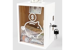 Mczxon Clear Piggy Bank with Lock, Large Money Saving Jar Money Bank Box Container for Cash Saving, Openable Clear Money Coin