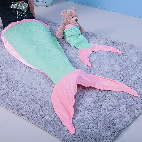 Flannel Mermaid Tail Blanket for Kids Girls Pink Mermaid Sleeping Bag Set