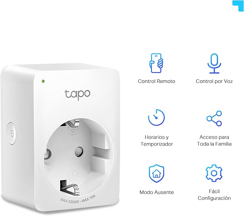 P100 - Enchufe Inteligente WiFi, Programa Horarios, Control App/Voz