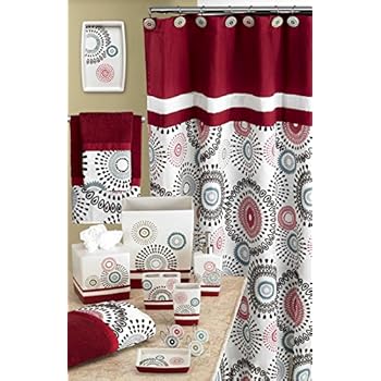 Amazon Com Popular Bath Suzanni Shower Curtain Burgundy Home