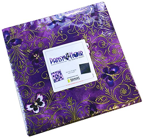 Kanvas Studio Pansy Noir 10X10 Pack 42 10-inch Squares Layer Cake Benartex
