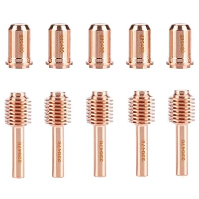 AIC WELD 5PCS 220478 Plasma Electrodes &amp; 5PCS 220480 Plasma Tips Fit Hypertherm Powermax 45/65/85/105