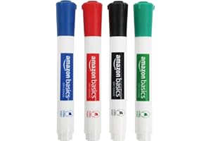 �鶹�� Basics Low-Odor Chisel Tip Dry Erase Whiteboard Marker, Pack of 4, Black, Red, Green, Blue