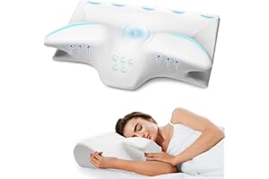 SUFOR Cervical Pillow for Neck Pain Relief, Cooling Contour Memory Foam Pillows Support Odorless Ergonomic Neck Pillow Adjustable Orthopedic Bed Pillow for Side Back Stomach Sleeper with Pillowcase,White