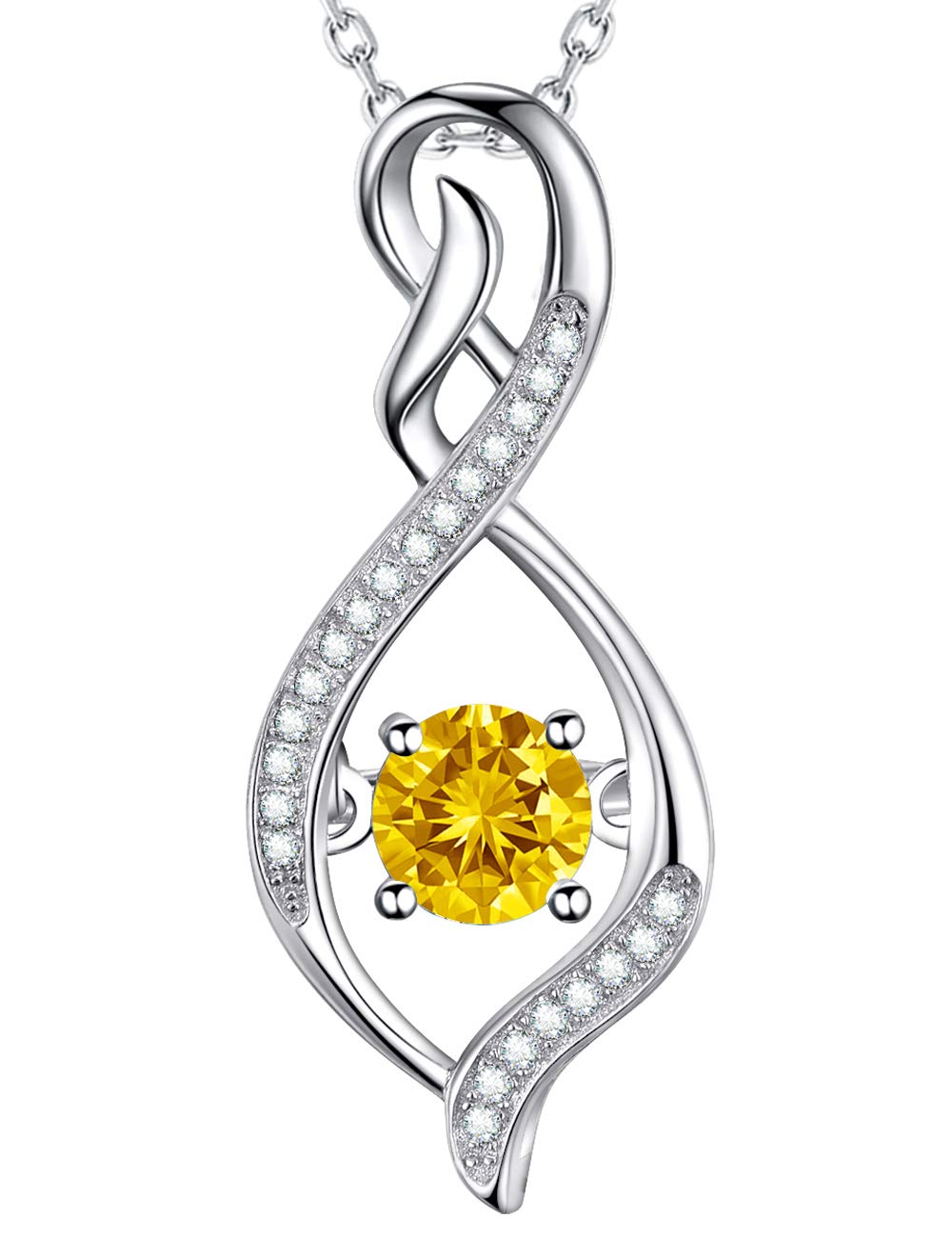 GinoMay Citrine November Birthstone Necklace for Women Mothers Day Birthday Gifts Mum Wife Forever Love Infinity Necklace Sterling Silver — image 1