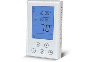 BOWSEN Programmable Thermostat for House Radiant Underfloor Heating, Home Heat Floor Mat Controller self-Adaption AC(120/240V) Voltage, Dual Sensing(Air&Floor Sensor) Built-in Class A GFCI, Power 3600W