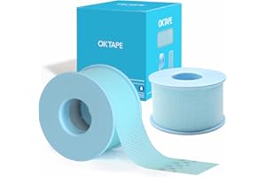 OK TAPE Silicone Medical Tape (2 Rolls) for Sensitive Skin,Waterproof Surgical Tape for Secures Dressings and Gauze,Pain-Free Removal Micropore Tape, First Aid Bandage Tape,1" x 5yd,Blue