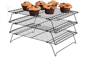 Abizarch 3-Tier Cooling Rack Collapsible Baking Cooling Rack Stackable Iron Cooling Rack Non-Stick Cookie Cooling Rack Space 