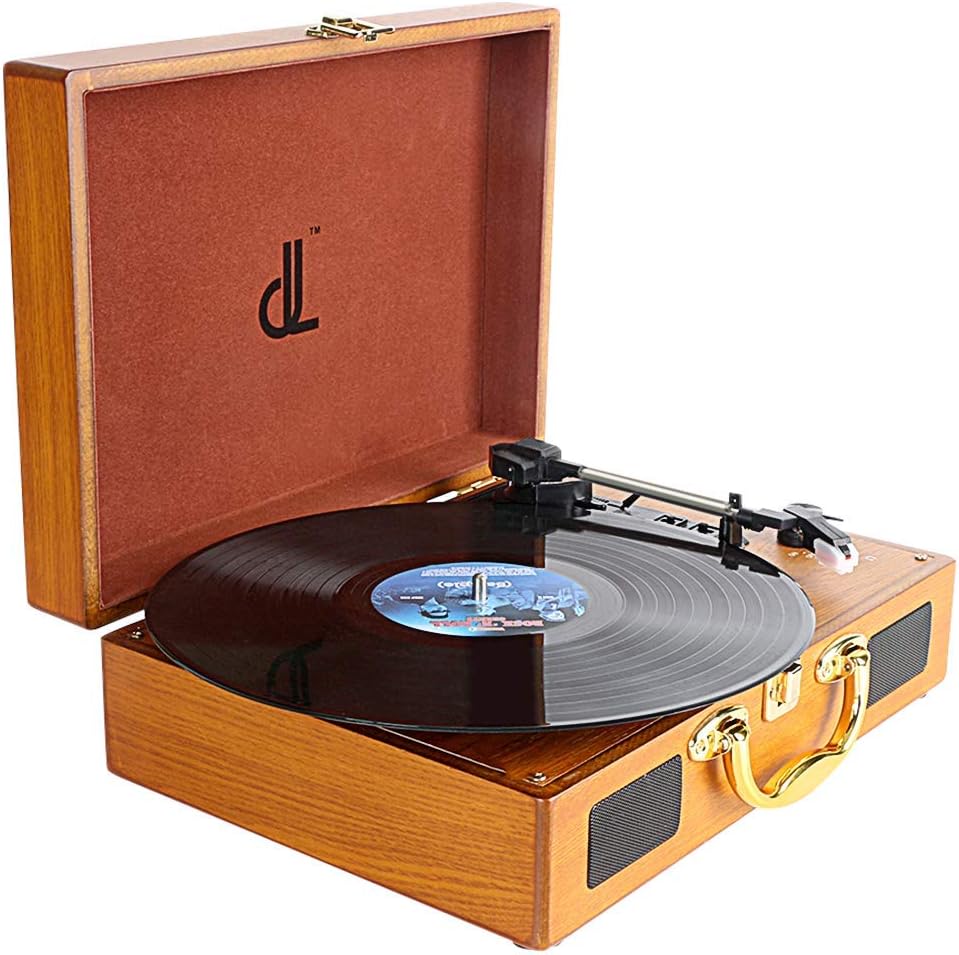 Record Player,DLITIME 3Speed Vinyl Portable Turntable Builtin 2 * 1W