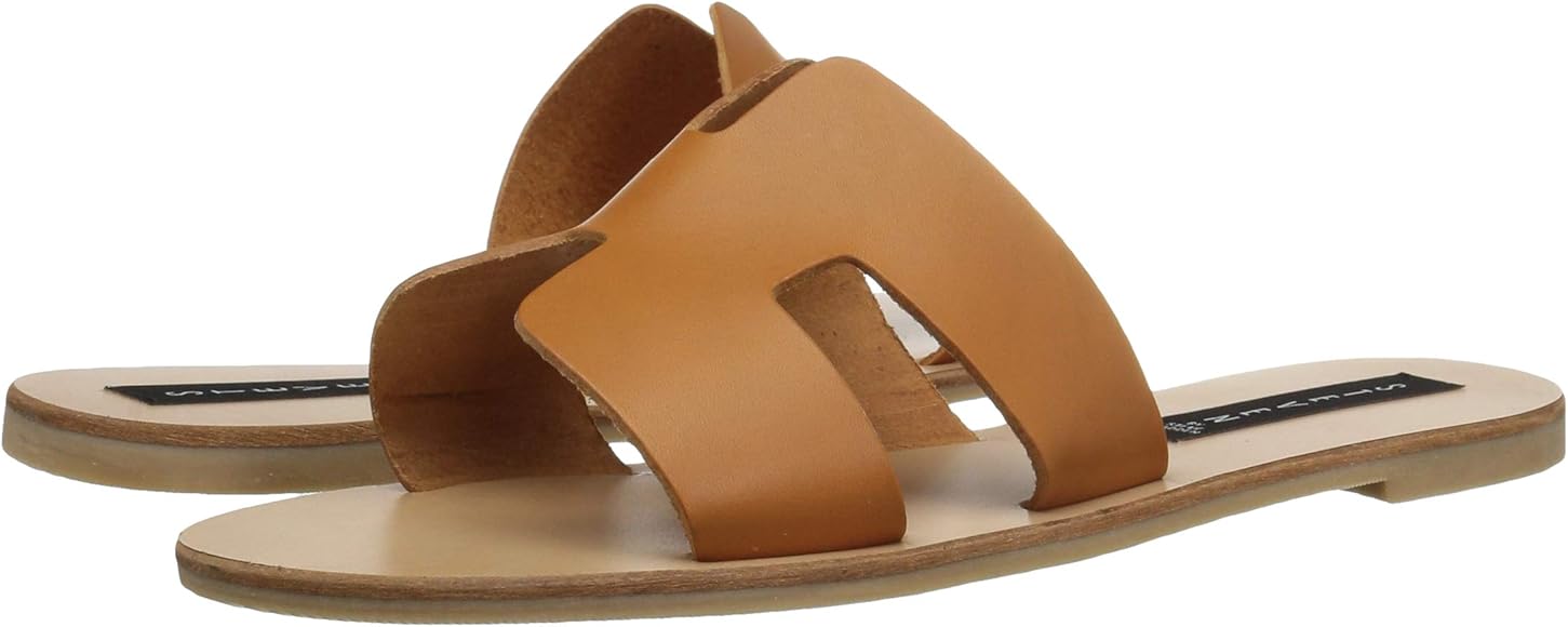 cognac leather slides