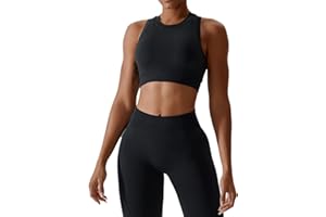 ABOCIW Womens Seamless Workout Sets Racerback Sports Bra Crop Tank Top High Waist Leggings 2 Piece Gym Yoga Outfits