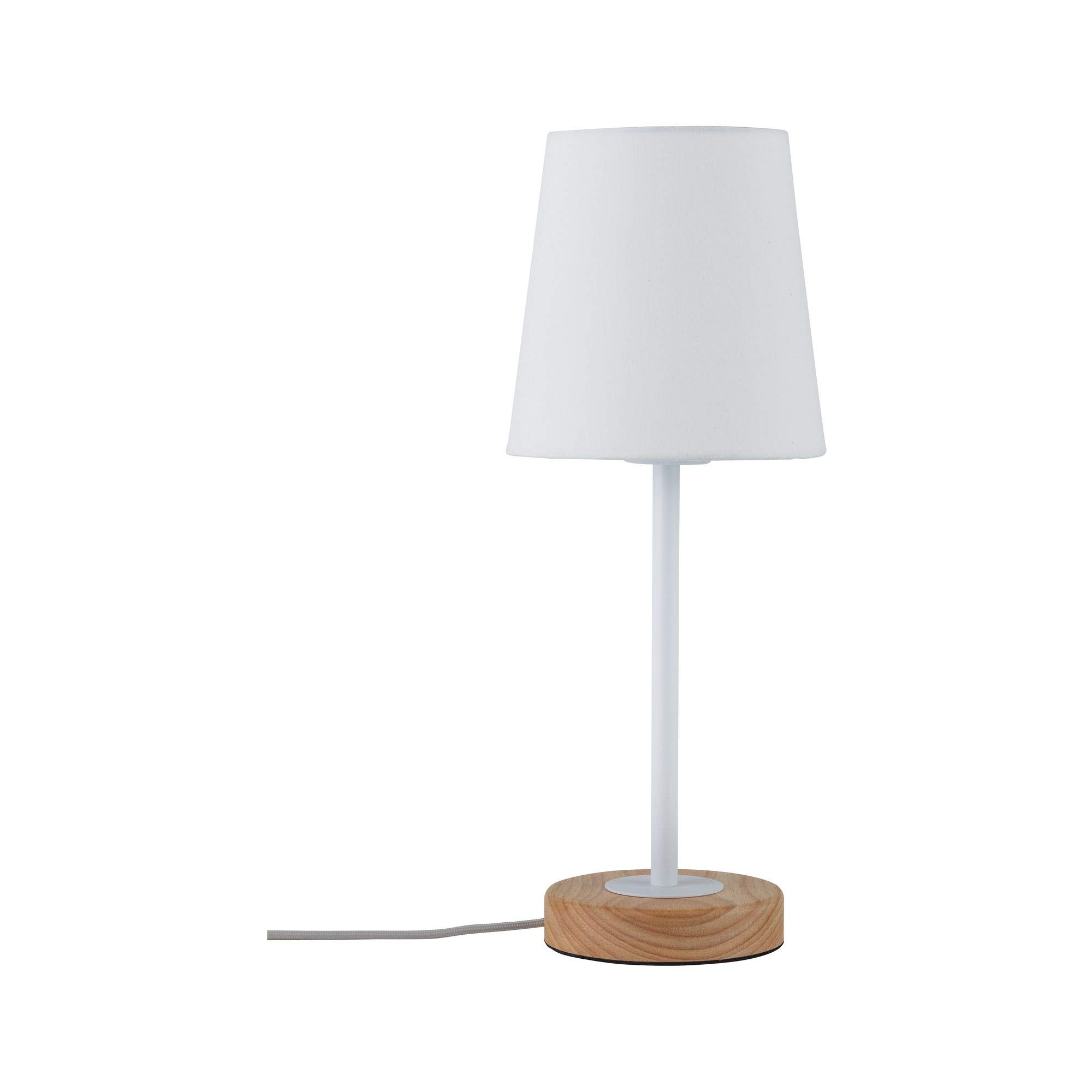 Paulmann 79636 Neordic Stellan luminaire max. 1x20W Table E27 Bedside White 230V Fabric/Metal/Wood Without lamp,White, Wood