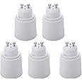 GU10 to E26/E27 Light Sockets Adapter, Light Bulb Socket, Bulb Base Adapter, Converters Lamp Holder, Converts GU10 Pin Base Fixture to E26/E27 Standard Screw-in Socket (Pack of 5)