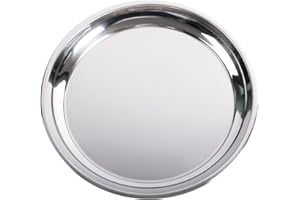 VANKEY 14 In Stainless Steel Roasting Pan, Stainless Steel Heavy Duty Kitchenware Round Roaster Pan Large XLarge Big Size Green Egg Drip Pan for Turkey Baking,Roast Chicken,Brushed Surface & Dishwasher Safe