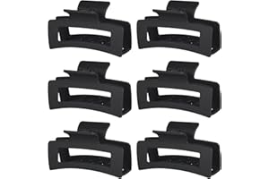 Sisiaipu 3.5 Inch Medium Hair Claw Clips 6 Pack Hair Clips for Women Square Claw Clips Rectangle Clips for Hair Banana Jaw Clips Hair Accessories for Girls -Black