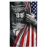 Cayyon Jesus God Bless American One Nation under God Flag Banner Outdoor Indoor Decoration Flag 3x5Feet Double Stitched Polyester with Brass Grommets (One Nation Under God)