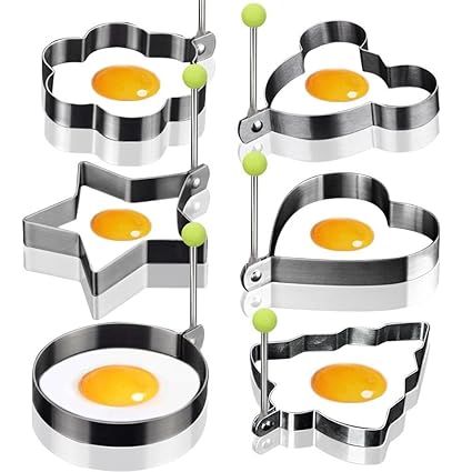 6 Edelstahl Bratring Antihaft-Ei Ringe Kochen Egg Fried Pancake Omeletts Form Ringe Küche Werkzeug Pancake Ringe