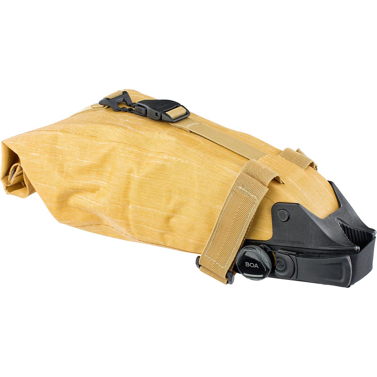 EVOC SEAT PACK BOA saddle bag, bike bag for extra storage space (size: M, 2L storage space, BOA FIT SYSTEM, easy to attach, waterproof, adjustable volume, flexible closure), Clay Yellow