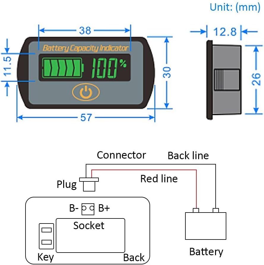 Aili Battery Capacity Indicator 2in1 Voltage Capacity SOC Combo Meter Lead Acid 12V 24V 36V 48V lithium Li-ion 2S~15S 7.4V~56V - Image 4