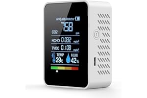LOOVETT Prefessionall Indoor Air Quality Monitor, 5 in 1 Portable Smartair Quality Tester for CO2 | TVOC | HCHO | Temp | Hum for Home Cars Plants and Pets So On（White）