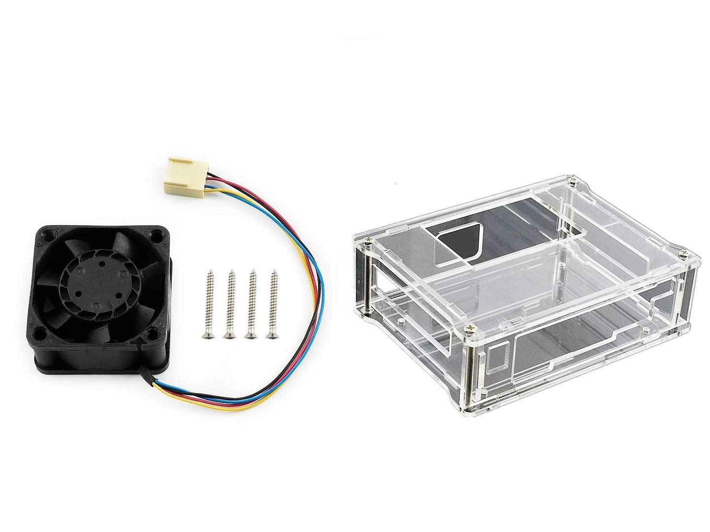 IBest Acrylic Clear Case with Dedicated DC 5V Cooling Fan PWM Speed Adjustment 4PIN Reverse-proof Connector for NVIDIA Jetson Nano Developer Kit