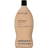 ATTITUDE Dish Soap, EWG Verified, Plant-Based & Vegan Dishwashing Liquid, Naturally Derived, Italian Lemon Scent, 24 Fl Oz