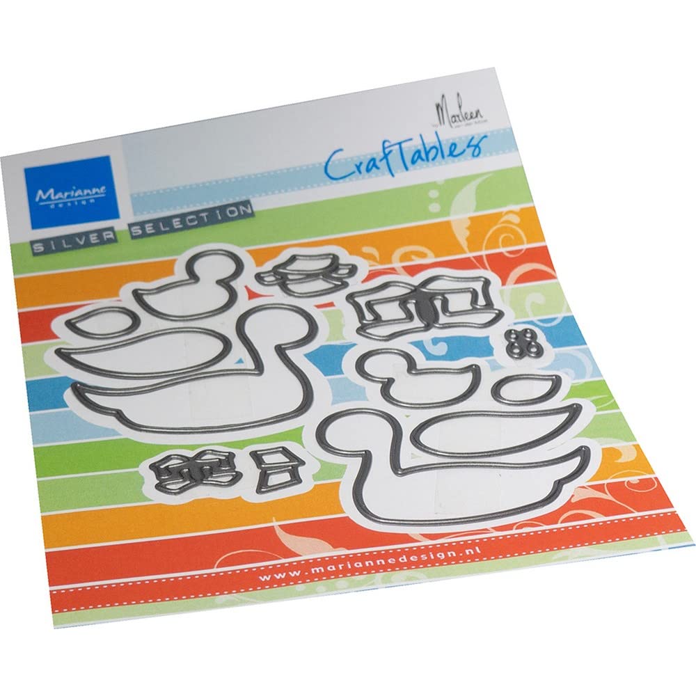 Marianne Design Craftables, Ducks by Marleen, for Paper Craft Projects, Silver or White, One Size