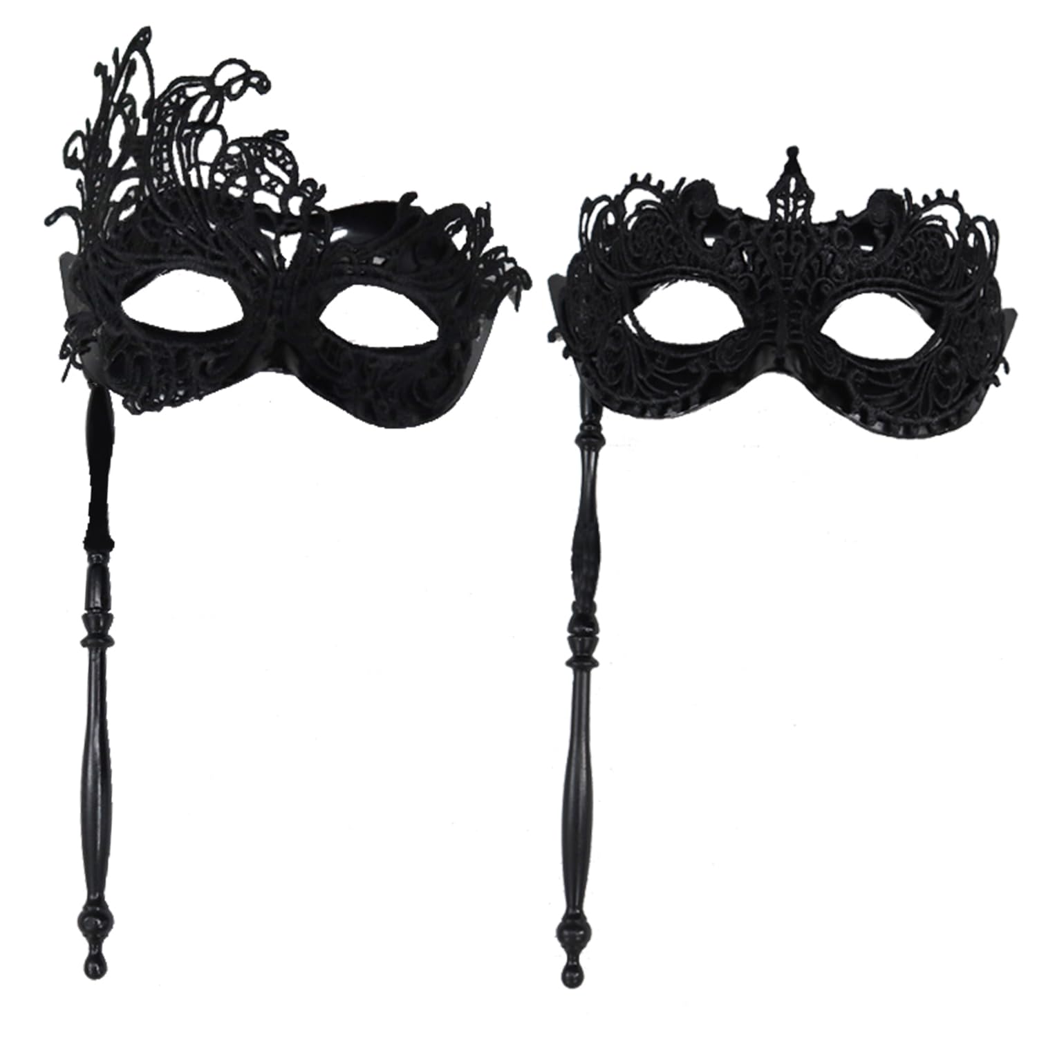 AOVNA 2 Pieces Masquerade Mask with Stick Mardi Gras Face Cover Halloween Costume Mask for Halloween Carnival Cosplay Party