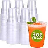 500 Pack 3 oz Plastic Cups, Bathroom Cups Disposable 3 oz, 3 Ounce Small Water Cups,Clear Mouthwash Cup for Tasting, Drinking and Party