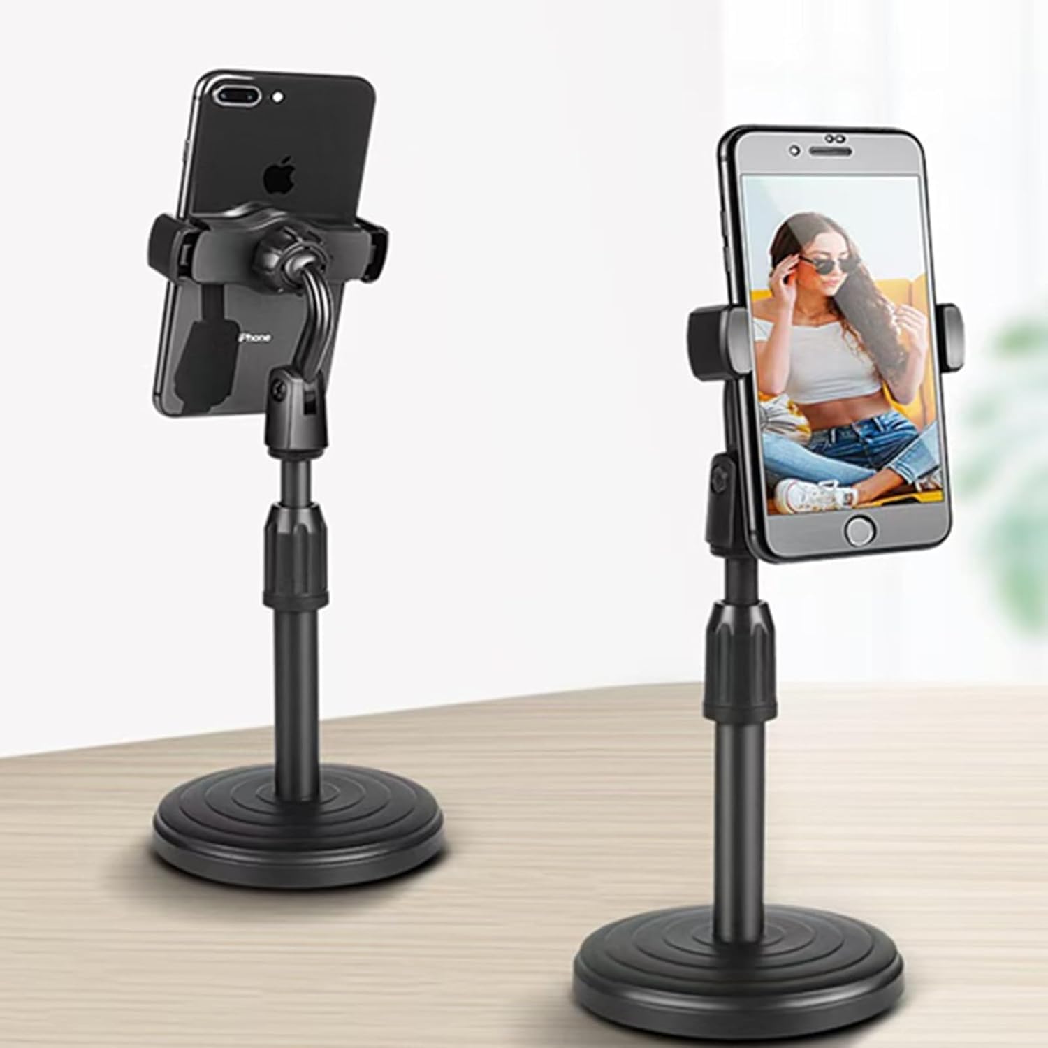 Photo 1 of Gentechvvybuy Cell Phone Holder, Height and Angle Adjustable Cell Phone Holder, Universal Holder for Leisure, Business, Office, Home, Compatible with 3.5-6.7 Inch Devices, (Black)