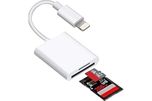 WORLDBOYU Lightning to SD TF Card Camera Reader Digital Camera SD Card Reader for Select iPhone, iPad Models (Support iOS 16 and Before), Trail Game Camera Viewer, No App Required (White)