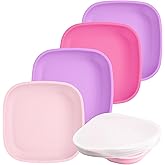 Re-Play Toddler Plates - 22 Oz. Deep-Walled Flat Kids Plates - Dishwasher & Microwave Safe - Made in USA - Set of 4-7.37" x 7.37" x 1.25" - Princess