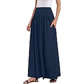 Sweet Hearts Maxi Skirts for Women with Pockets- Elastic Waist Casual Long Skirts XS-XL Made in USA