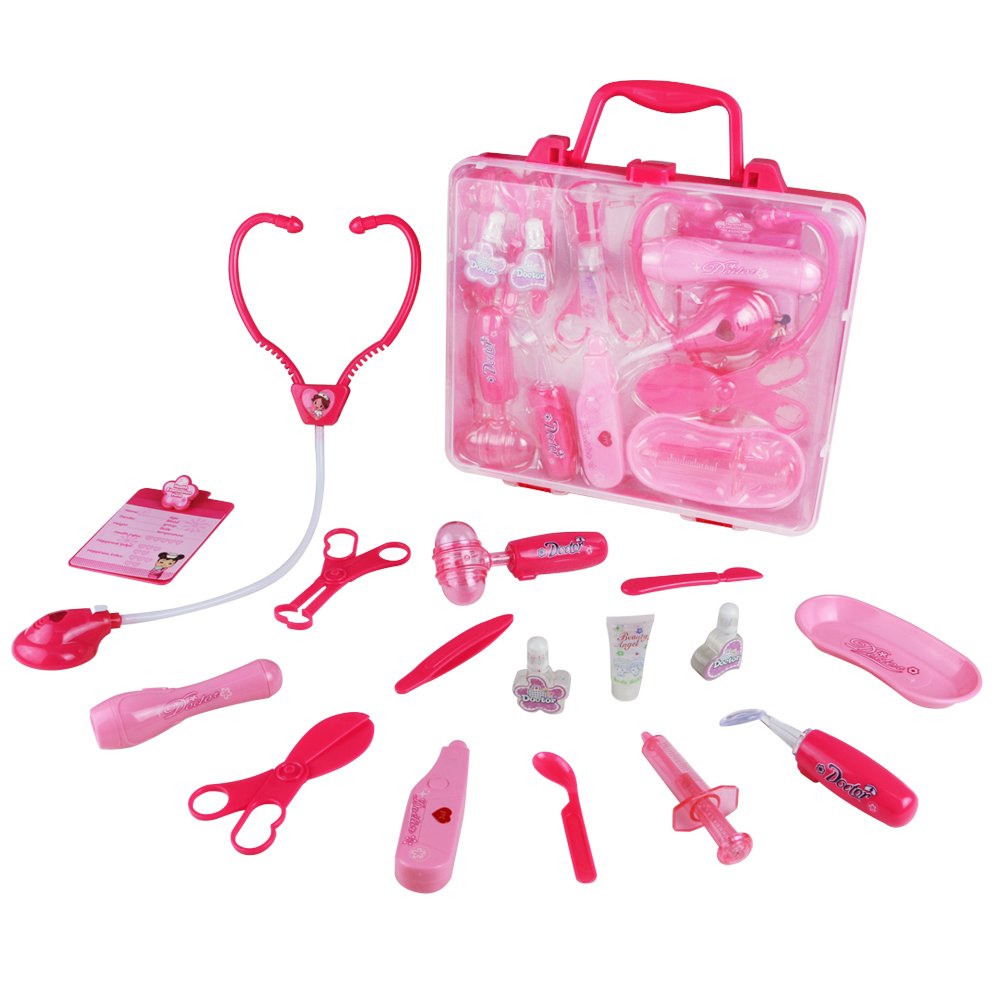 Doktor Spielzeug mit Arztköfferchen Rollenspiele für Kinder ab 3 (Rosa)