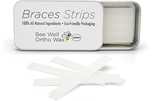 Bee Well Orthodontic Wax for Braces Strips | 100% All Natural Beeswax Braces Wax | Protects & Relieves Irritation from Brackets & Wires | 1 Recyclable Tin with 24 Strips | Braces Kit Essential